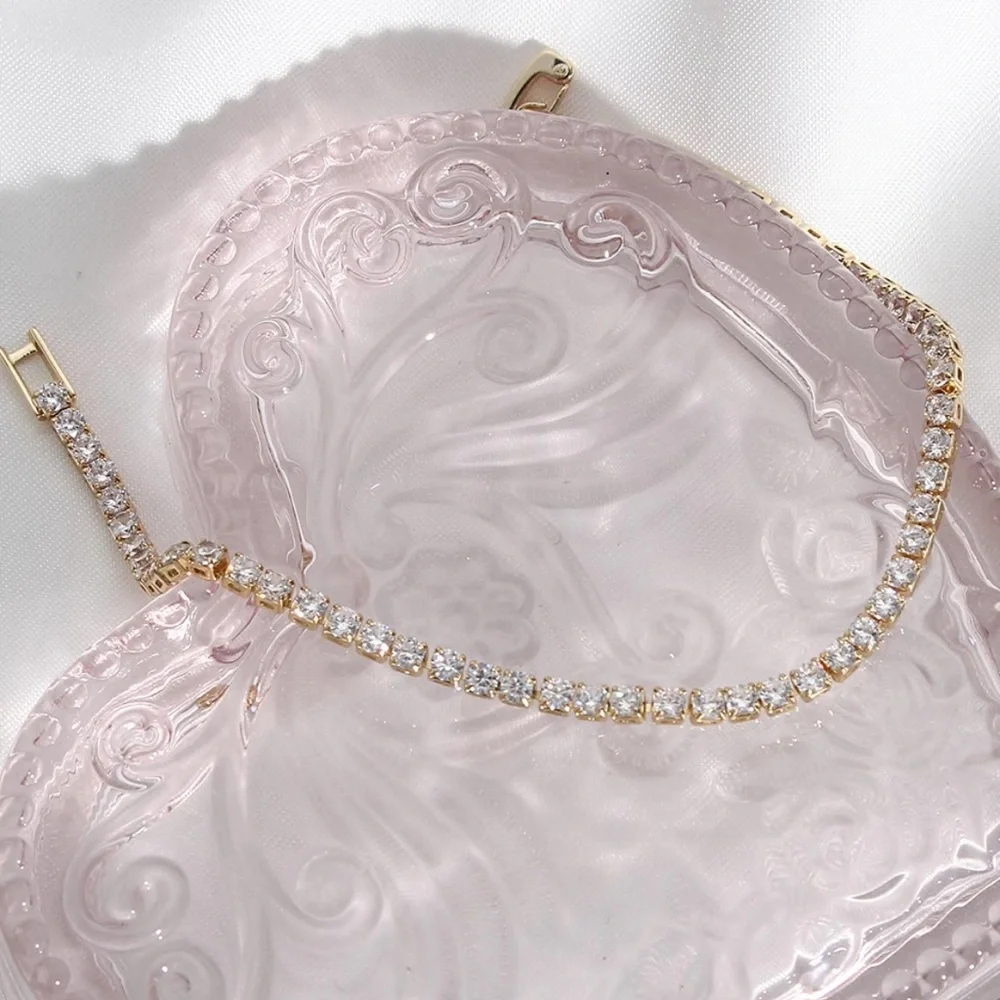 NEW 14K GOLD TENNIS CHAIN CHOKER NECKLACE, NICE NECKLACE, CUTE NECKLACE - Picture 4 of 6